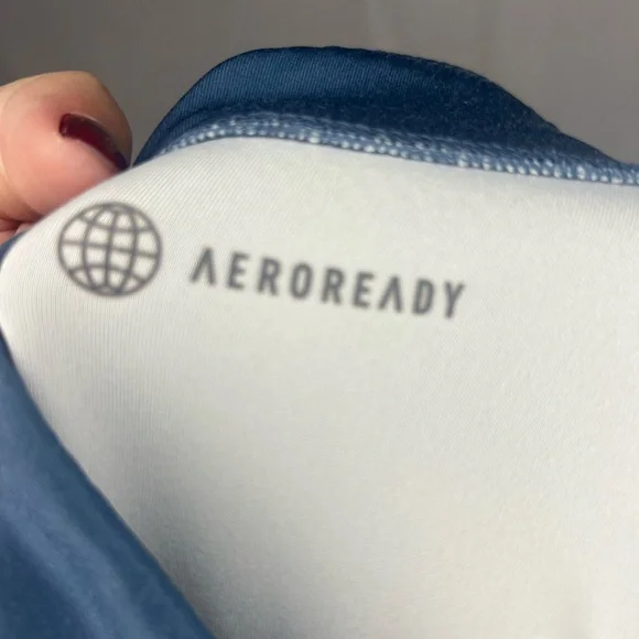 Adidas Kids Teal Blue Ombre AeroReady Performance Leggings Sz 10/12 - Picture 4 of 4